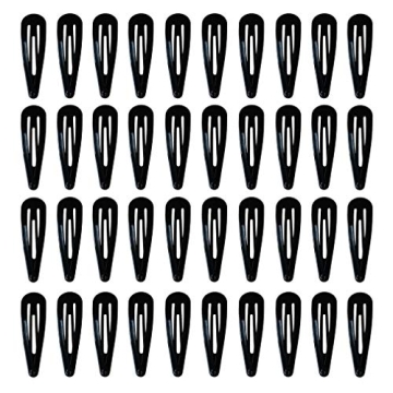 40 Pack Black 2 Inch Barrettes Women Metal Snap Hair Clips Accessories