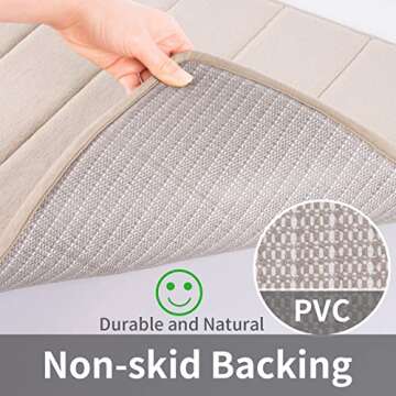 ROSMARUS Memory Foam Bath Mat 20” x 32”, Water Absorbent Shower Mat, Thick Bath Rugs for Bathroom Non Slip with PVC Backing, Ultra Soft Bathroom Rugs for Bathroom Floor & Tub, Ltbrown