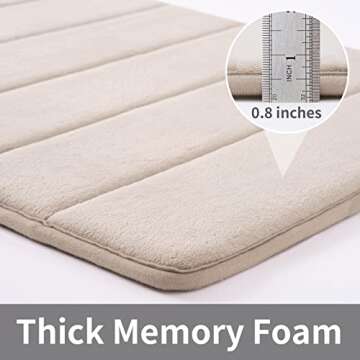 ROSMARUS Memory Foam Bath Mat 20” x 32”, Water Absorbent Shower Mat, Thick Bath Rugs for Bathroom Non Slip with PVC Backing, Ultra Soft Bathroom Rugs for Bathroom Floor & Tub, Ltbrown