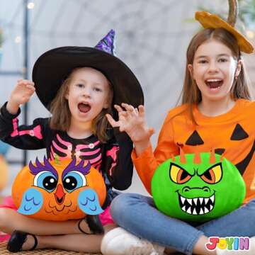 Klever Kits Halloween Pumpkin Decorating Kit, Halloween Party Supplies Arts Crafts, Party Favor for Kids, DIY Pumpkin Painting Kit with 10 Animal Designs, Coloring Craft Games Classroom Activities