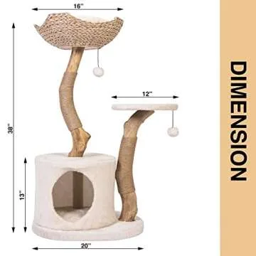 KONELCARE Real Wood Cat Tower with Scratch Post