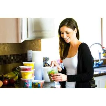 Deli Containers with Airtight Lids 40 Set (8oz-12 Set, 16oz-16 Set, 32oz-12 Set) Perfect for Slime, Portion Control, Microwavable, Dishwasher, Freezer Safe, Leakproof, Stackable