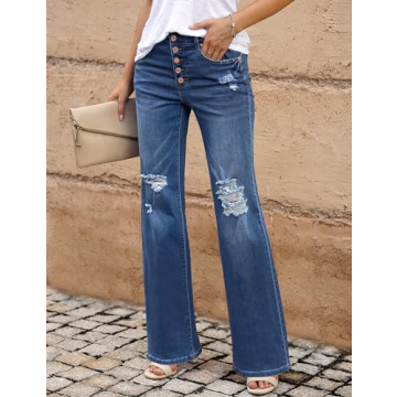 High Waisted Bellbottoms Jeans for Women by LookbookStore