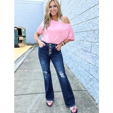 High Waisted Bellbottoms Jeans for Women by LookbookStore