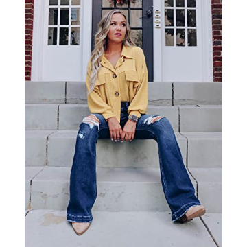 High Waisted Bellbottoms Jeans for Women by LookbookStore