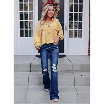 High Waisted Bellbottoms Jeans for Women by LookbookStore