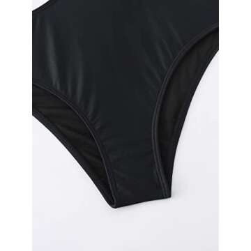 Hilinker Women's Sexy Ring Front Cut Out One Piece Swimsuit Halter Bathing Suit S-Black Small