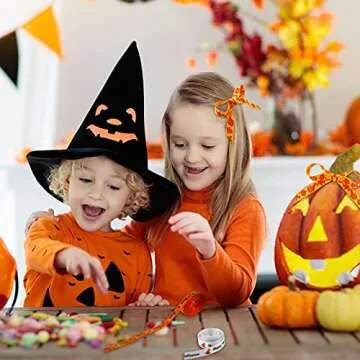 20 Rolls 40 Yards Halloween Thin Grosgrain Ribbon Ghost Spider Witch Printed Ribbon Halloween Wrapping Ribbon Craft Wrapping Holiday Ribbon for Halloween DIY Craft Party Decoration