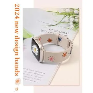Wearlizer Daisy Leather Band for Apple Watch - Chic Floral Strap