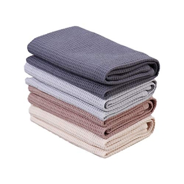 PY HOME & SPORTS Dish Towels Set, 100% Cotton Waffle Weave Kitchen Towels 4 Pieces, Super Absorbent ...