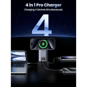 UGREEN 100W Charging Station 4-Port, Qi2 Certified 15W Foldable Charger, MagSafe Wireless Charger Stand for iPhone 16/15/14/13/12, AirPods Pro, MacBook Pro, Galaxy S24 and More