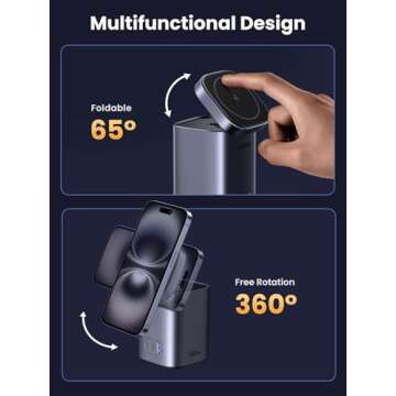 UGREEN 100W Charging Station 4-Port, Qi2 Certified 15W Foldable Charger, MagSafe Wireless Charger Stand for iPhone 16/15/14/13/12, AirPods Pro, MacBook Pro, Galaxy S24 and More