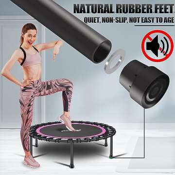 Newan 40'' Silent Fitness Mini Trampoline - Indoor Rebounder for Adults - Best Urban Cardio Jump Fitness Workout Trainer, Covered Bungee Rope System - Max Limit 330 lbs