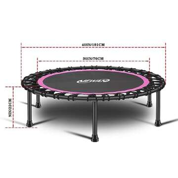 Newan 40'' Silent Fitness Mini Trampoline - Indoor Rebounder for Adults - Best Urban Cardio Jump Fitness Workout Trainer, Covered Bungee Rope System - Max Limit 330 lbs