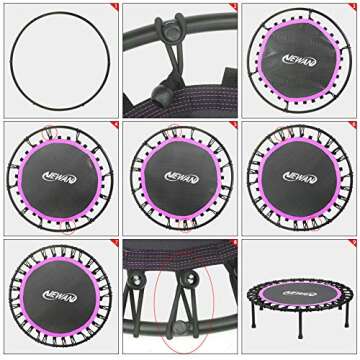 Newan 40'' Silent Fitness Mini Trampoline - Indoor Rebounder for Adults - Best Urban Cardio Jump Fitness Workout Trainer, Covered Bungee Rope System - Max Limit 330 lbs