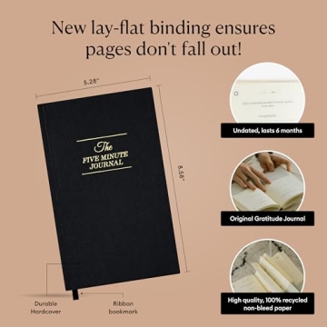 5-Minute Journal for Mindfulness and Gratitude Daily Reflection