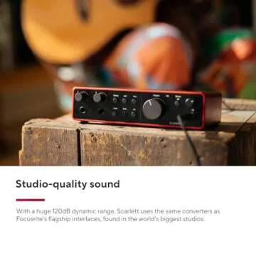 Focusrite Scarlett 2i2 Studio 4th Gen USB Audio Interface Bundle for the Songwriter with Condenser Microphone and Headphones for Recording, Streaming, and Podcasting