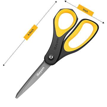 Scissors, iBayam 3 Pack 8" All Purpose Nonstick Scissors, 2.5MM Thickness Titanium Blades with Comfo...