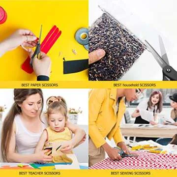 Scissors, iBayam 3 Pack 8" All Purpose Nonstick Scissors, 2.5MM Thickness Titanium Blades with Comfort Grip, Heavy Duty Shears for Office School Home Classroom General Use Art and Craft DIY Supplies