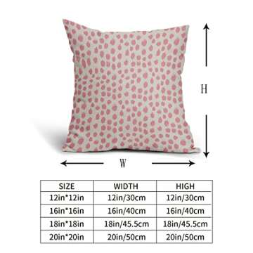 Pink Cream Pillow Covers 18x18 Set of 2 Boho Design Polka Dot Throw Pillows Modern Brush Strokes Print Decorative Outdoor Pillowcase Square Cushion Cover Linen Pillow Case for Home Sofa Couch Bed