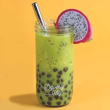 Daverly Way Reusable Mason Jar Cups for Boba Tea