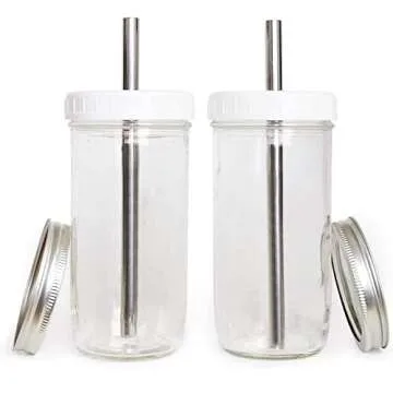 Daverly Way Reusable Mason Jar Cups for Boba Tea