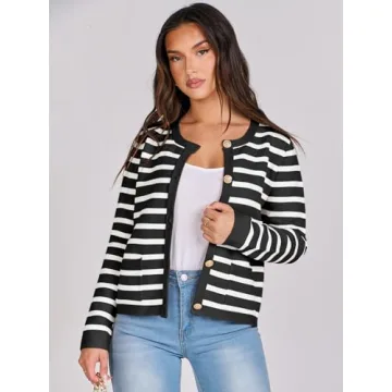 Trendy ANRABESS Striped Cardigan for Women 2024