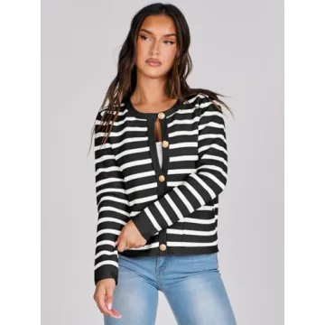 Trendy ANRABESS Striped Cardigan for Women 2024