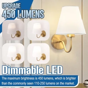 Wireless Battery Operated Brass Wall Sconces Set of Two