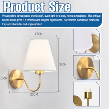 Wireless Battery Operated Brass Wall Sconces Set of Two