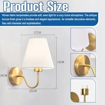Wireless Battery Operated Brass Wall Sconces Set of Two
