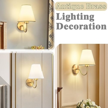 Wireless Battery Operated Brass Wall Sconces Set of Two