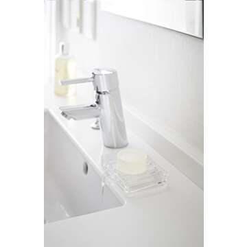 Yamazaki Home Self-Draining Tray-Sink Counter Holder Acrylic | Soap Dish, One Size, Clear