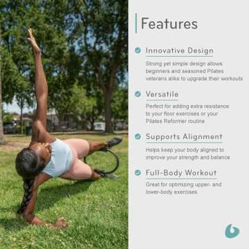 Balanced Body Ultra-Fit Circle, Pilates Ring Resistance Trainer, Upper-Body and Leg Workout Equipment, Leg Exercise Equipment, Pilates Equipment for Home or Studio Use, 15-Inch Diameter