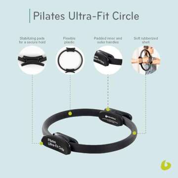 Balanced Body Ultra-Fit Circle, Pilates Ring Resistance Trainer, Upper-Body and Leg Workout Equipment, Leg Exercise Equipment, Pilates Equipment for Home or Studio Use, 15-Inch Diameter