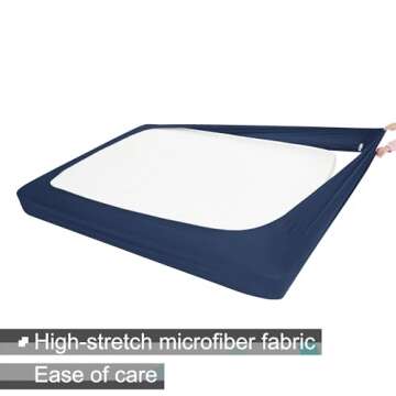 Box Spring Cover Queen/Cal Queen Size - Jersey Knit & Stretchy Wrap Around 4 Sides Bed Skirts for Hotel & Home, Navy