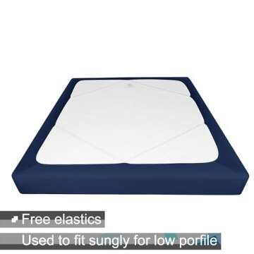 Box Spring Cover Queen/Cal Queen Size - Jersey Knit & Stretchy Wrap Around 4 Sides Bed Skirts for Hotel & Home, Navy