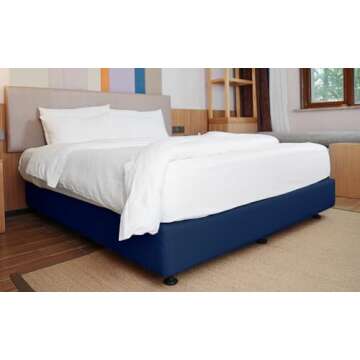 Box Spring Cover Queen/Cal Queen Size - Jersey Knit & Stretchy Wrap Around 4 Sides Bed Skirts for Hotel & Home, Navy