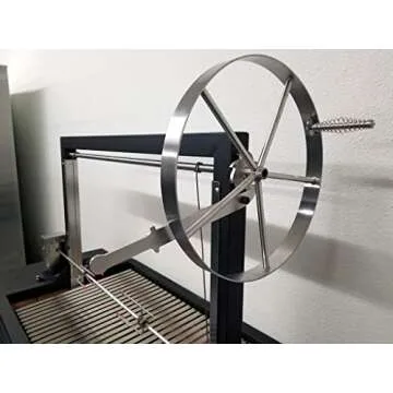 Black Outdoor Charcoal BBQ Parrilla Santa Maria/Argentine Rotisserie Grill Spit, with Stainless Steel #304 Grates, Wheels, Handle