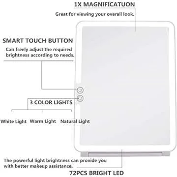 Rechargeable Travel Makeup Mirror with 72 LED Lights