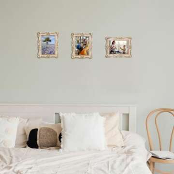 RLAVBL 5x7 Vintage Picture Frame, Ornate Antique Photo Frames 5 by 7 for Tabletop or Wall Hanging Horizontally and Vertically, Pink and Gold