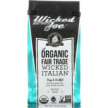 Wicked Joe Organic Coffee Wicked Italian Ground, 12 Ounce
