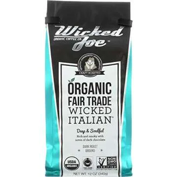 Wicked Joe Organic Coffee Wicked Italian Ground 12 Ounce