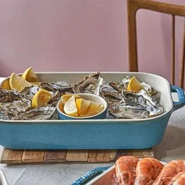 STAUB 10.5x7.5-inch Rustic Turquoise Baking Dish