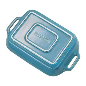 STAUB 10.5x7.5-inch Rustic Turquoise Baking Dish