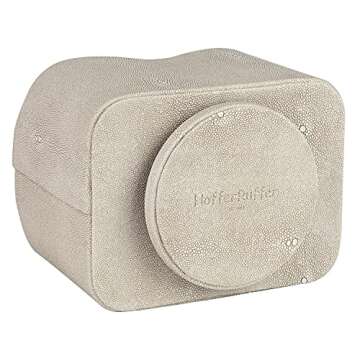 HofferRuffer Spinning Remote Control Holder, Remote Caddy, Spinning Remote Control Organizer, PU Leather (Light Grey Shagreen)