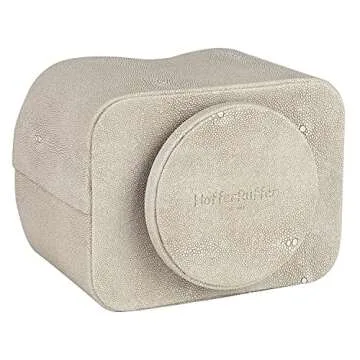 HofferRuffer Spinning Remote Control Holder, Remote Caddy, Spinning Remote Control Organizer, PU Leather (Light Grey Shagreen)