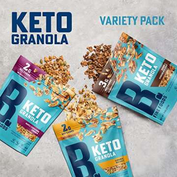 B. Fine Foods - Keto Granola High Protein Snack, Variety - Maple Cinnamon Crunch, Double Chocolate C...