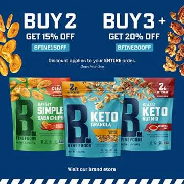 B. Fine Foods - Keto Granola High Protein Snack, Variety - Maple Cinnamon Crunch, Double Chocolate Chip & Caramel Sea Salt - 2g Net Carbs, Gluten & Grain-Free, Kosher & Contains Nuts (9 oz, 3 Pack)