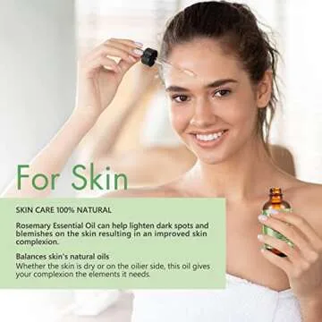 Bieyoc Rosemary Oil, 100% Pure Natural for Hair Growth, Treatment For Damaged & Dry Skin hair, Cold Pressed Oil For Growth, Eyebrows, Eyelashes, Nails and Skin(60ml)